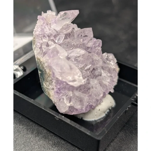 Natural Amethyst Crystal Cluster Specimen in Display Box | Purple Quartz Mineral - Picture 2 of 3
